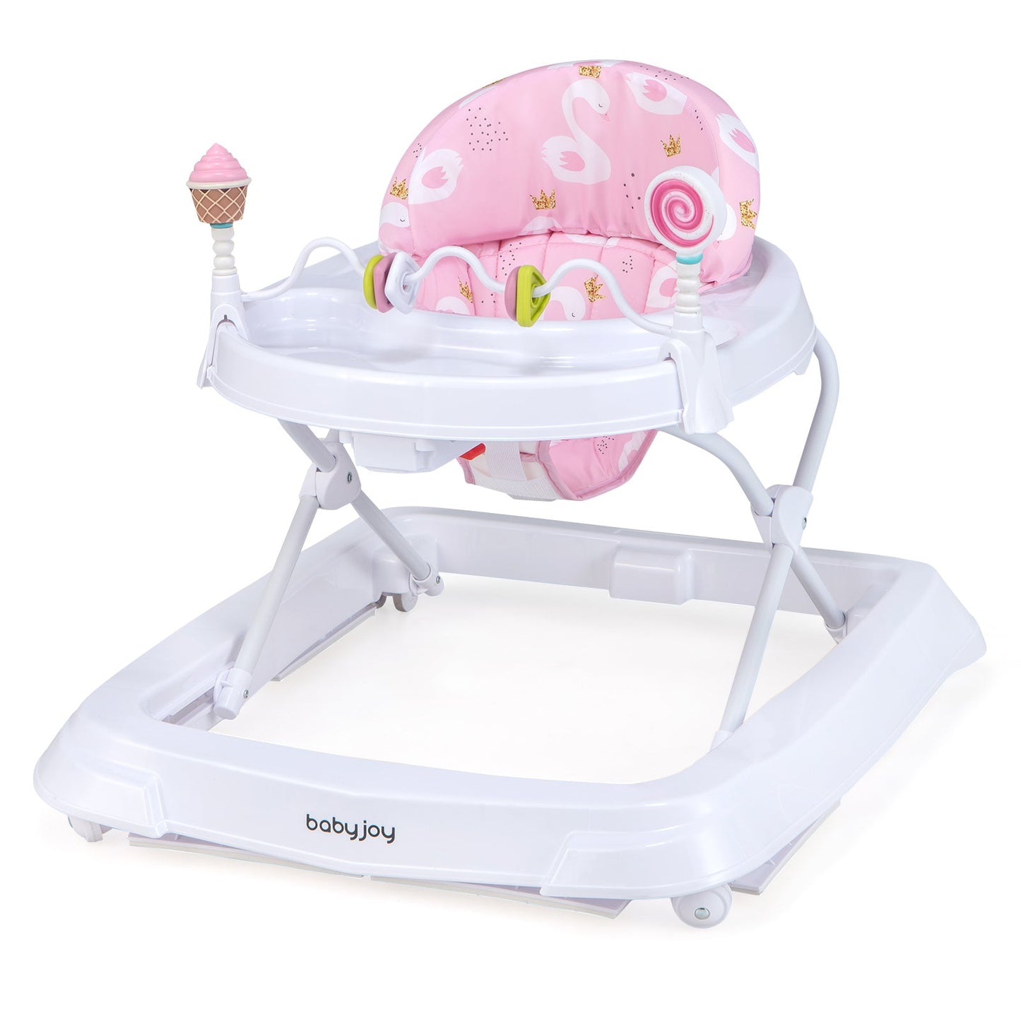 Foldable Baby Activity Walker with Adjustable Height - Pink