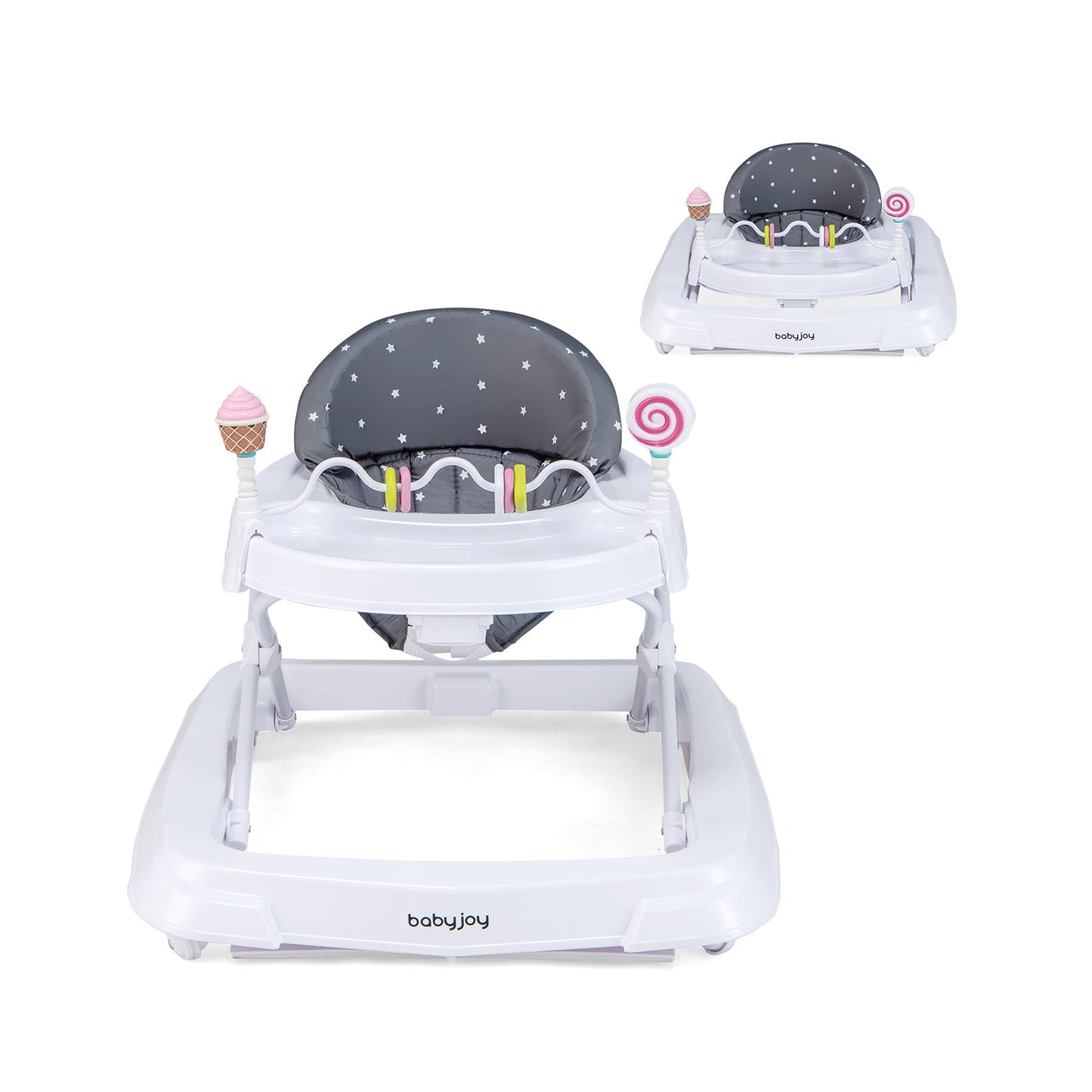 Foldable Baby Activity Walker with Adjustable Height - Gray