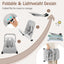 Foldable Baby Bouncer with Removable Cover and Toy Bar - Gray