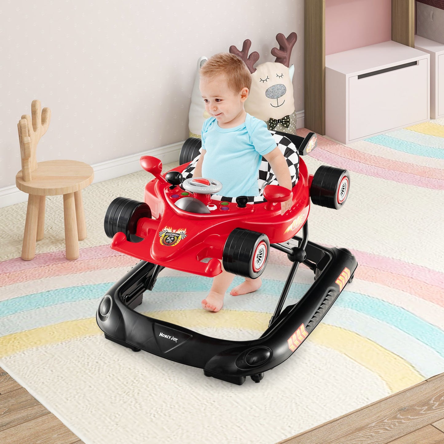 Andador Convertible para Bebés con 3 Alturas Ajustables - Rojo