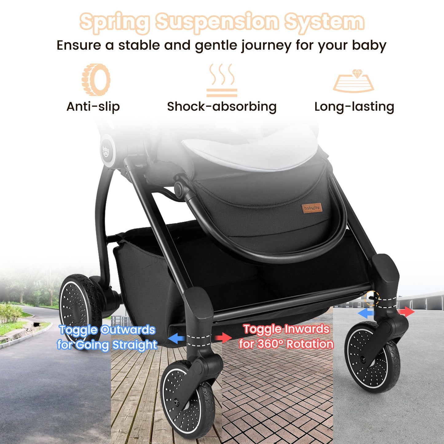 Poussette pour nourrissons pliable avec siège réversible - Gris