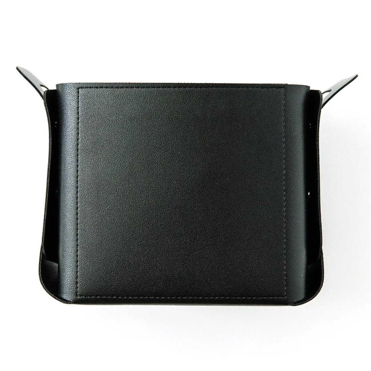 Folding Storage Tote in Black Faux Leather