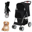 Folding Pet Stroller with Storage Basket and Adjustable Canopy - Black