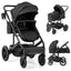 Carrito de bebé convertible 3 en 1 plegable con capazo desmontable - Negro