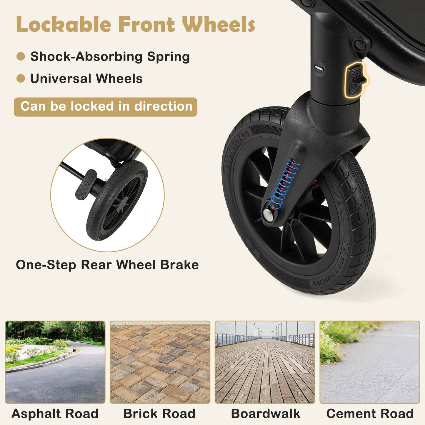 Carrito de bebé convertible 3 en 1 plegable con capazo desmontable - Negro