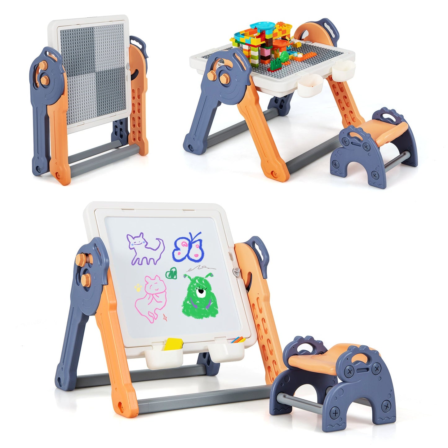 Tableau d'art pliant 6-en-1 pour enfants avec plateau réversible