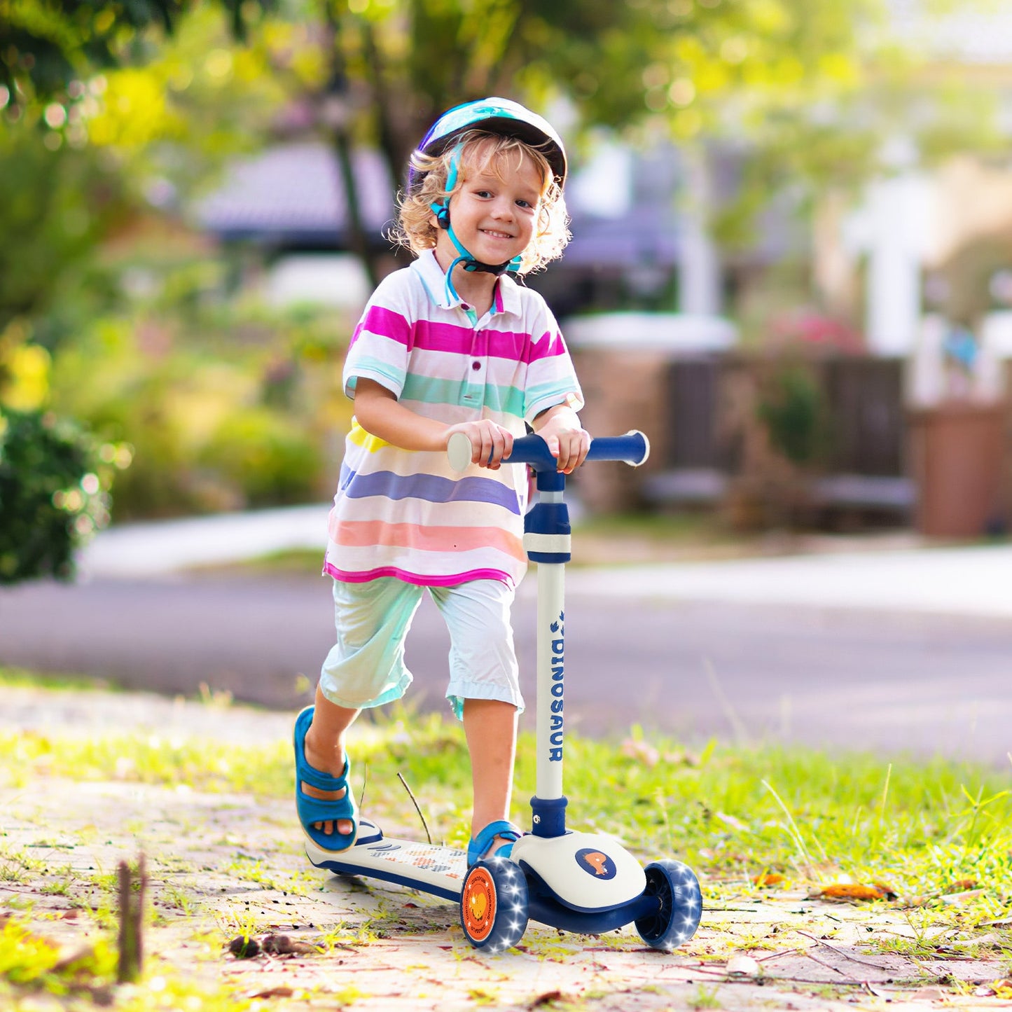 Trottinette Pliable pour Enfants avec Plateforme Extra Large et Roues Éclairées