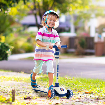 Folding Kids Scooter with Extra Wide Deck and LED Lighted Wheels