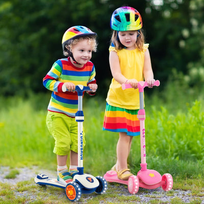 Folding Kids Scooter with Extra Wide Deck and LED Lighted Wheels
