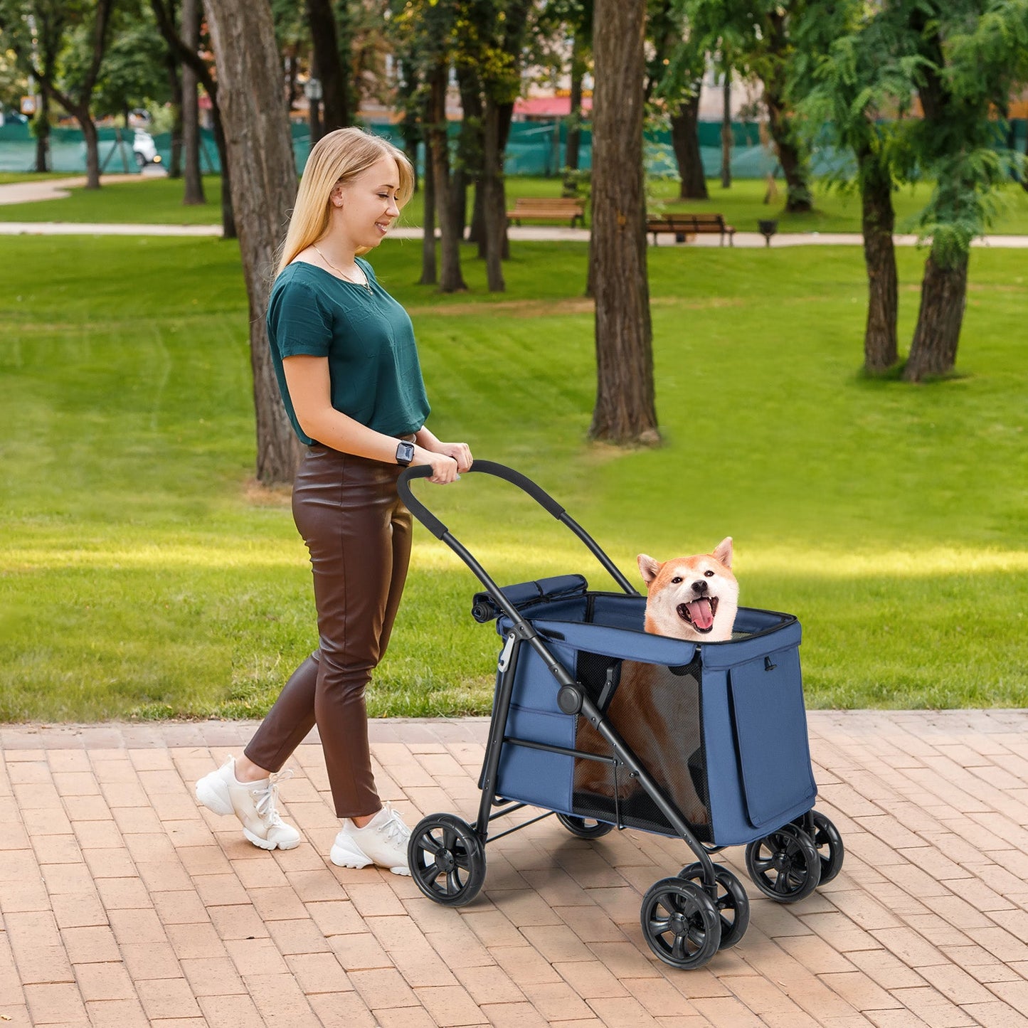 Folding Pet Stroller for Small & Medium Pets - Gray