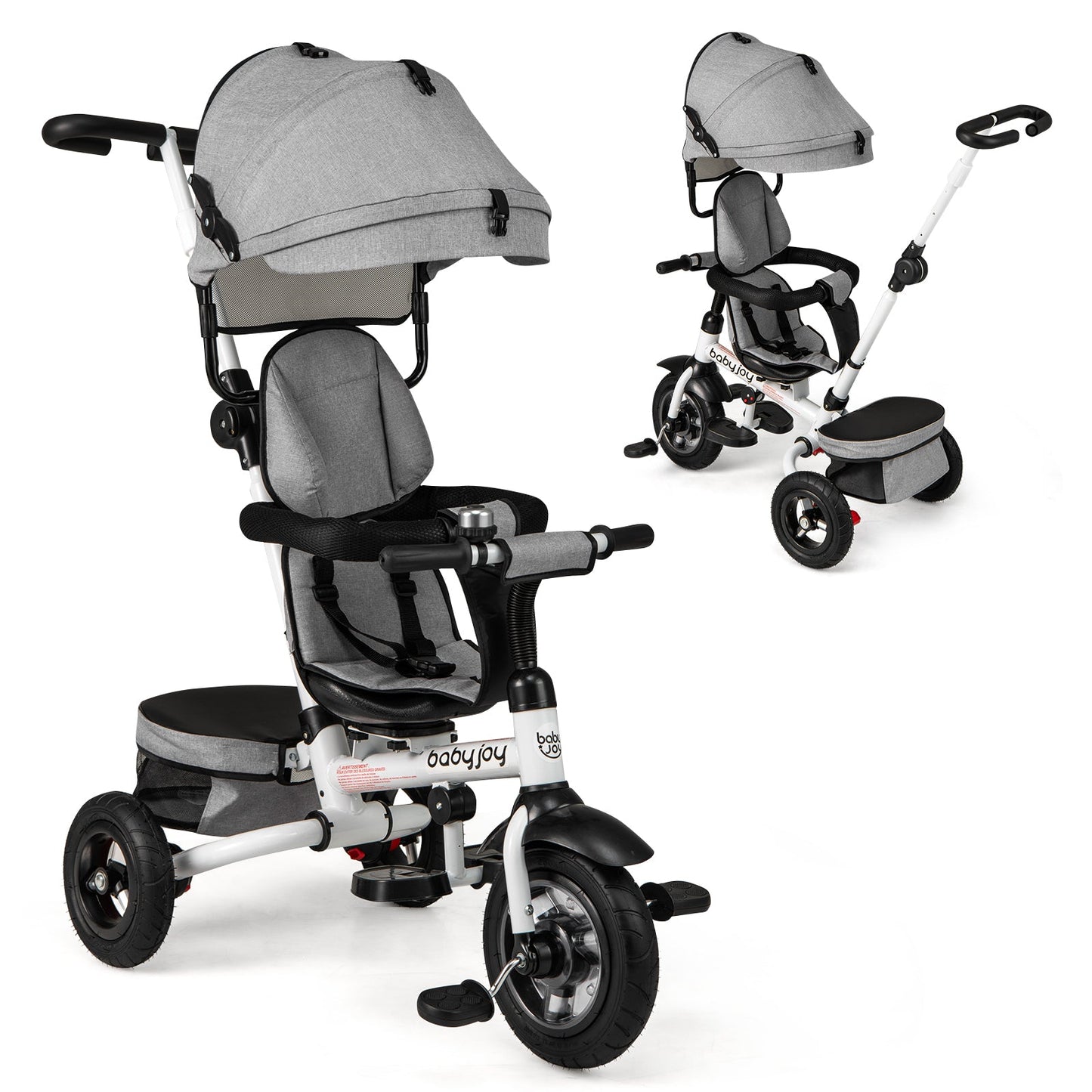 Folding Tricycle Baby Stroller with Reversible Seat - Gray