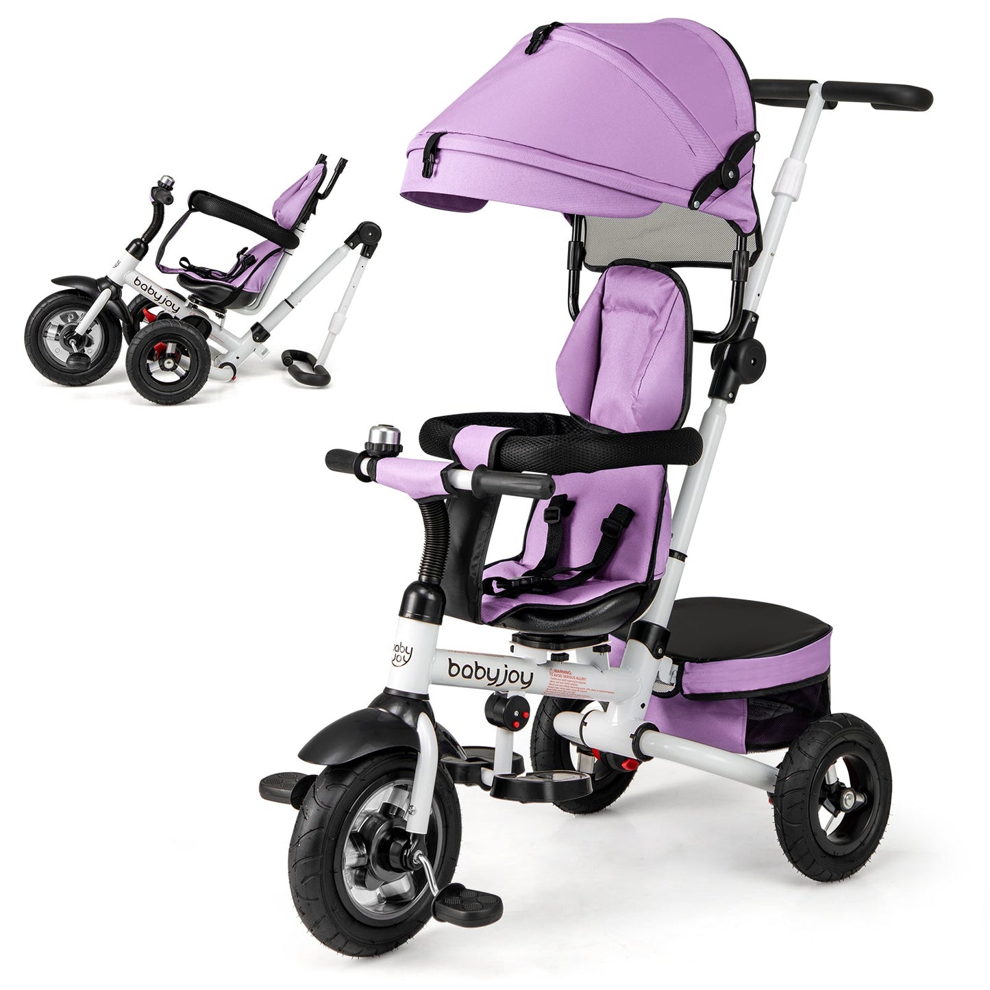 Folding Tricycle Baby Stroller with Reversible Seat - Pink