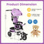 Folding Tricycle Baby Stroller with Reversible Seat - Pink