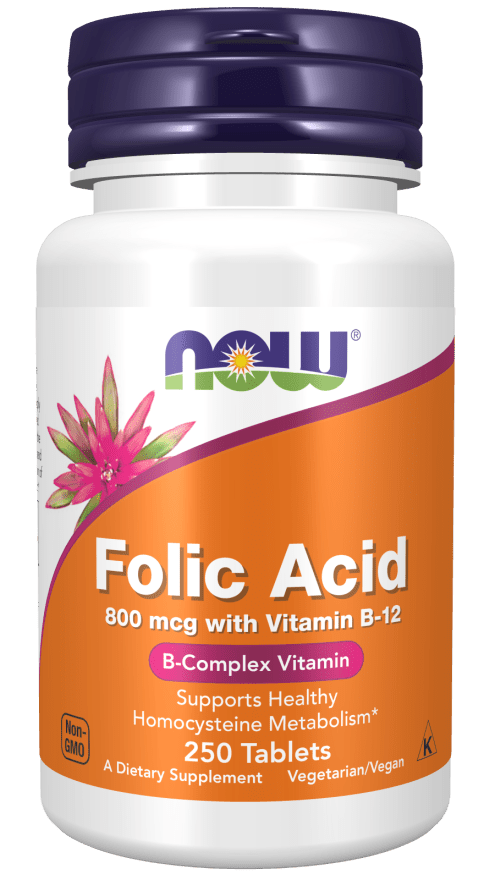 Acide folique premium 800 mcg avec des comprimés de vitamine B-12
