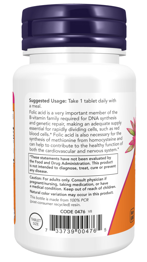 Acide folique premium 800 mcg avec des comprimés de vitamine B-12