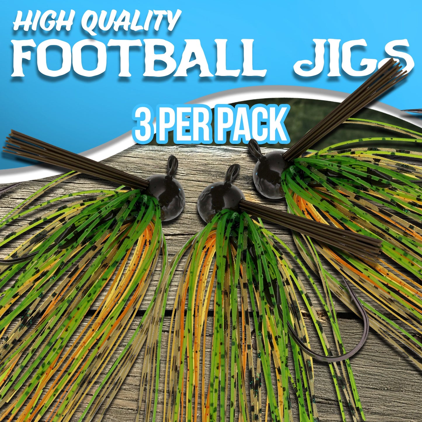Premium Reaction Tackle Football Jigs - 3-Pack for Fishing