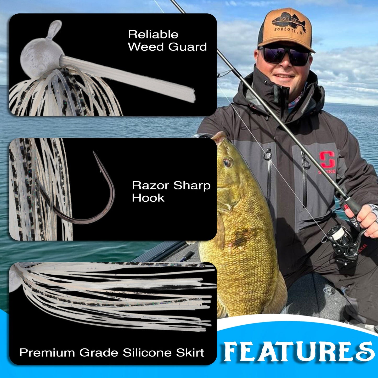 Premium Reaction Tackle Football Jigs - 3-Pack for Fishing