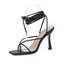 Sandalias de Tacón Alto de Punta Cuadrada Vintage con Tiras Cruzadas para Mujeres