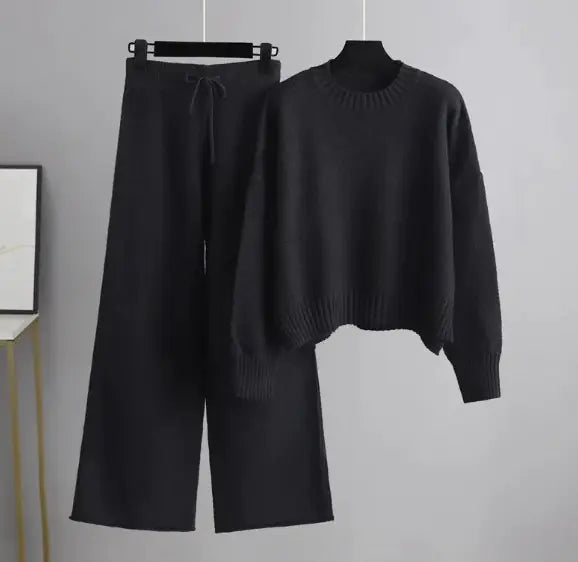 Ensemble de Pantalons Amples Tricotés Chic pour Femmes