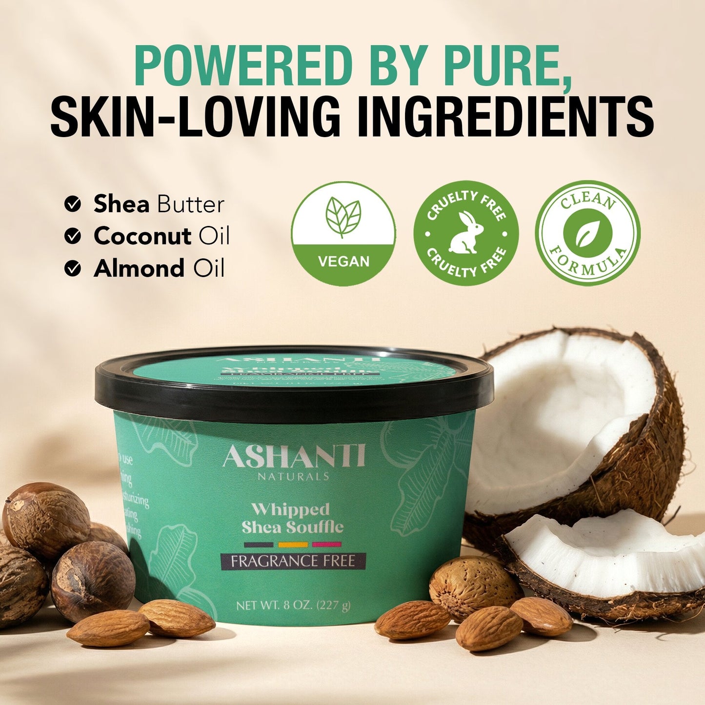 ASHANTI NATURALS Shea Souffle - Hidratante Sin Fragancia