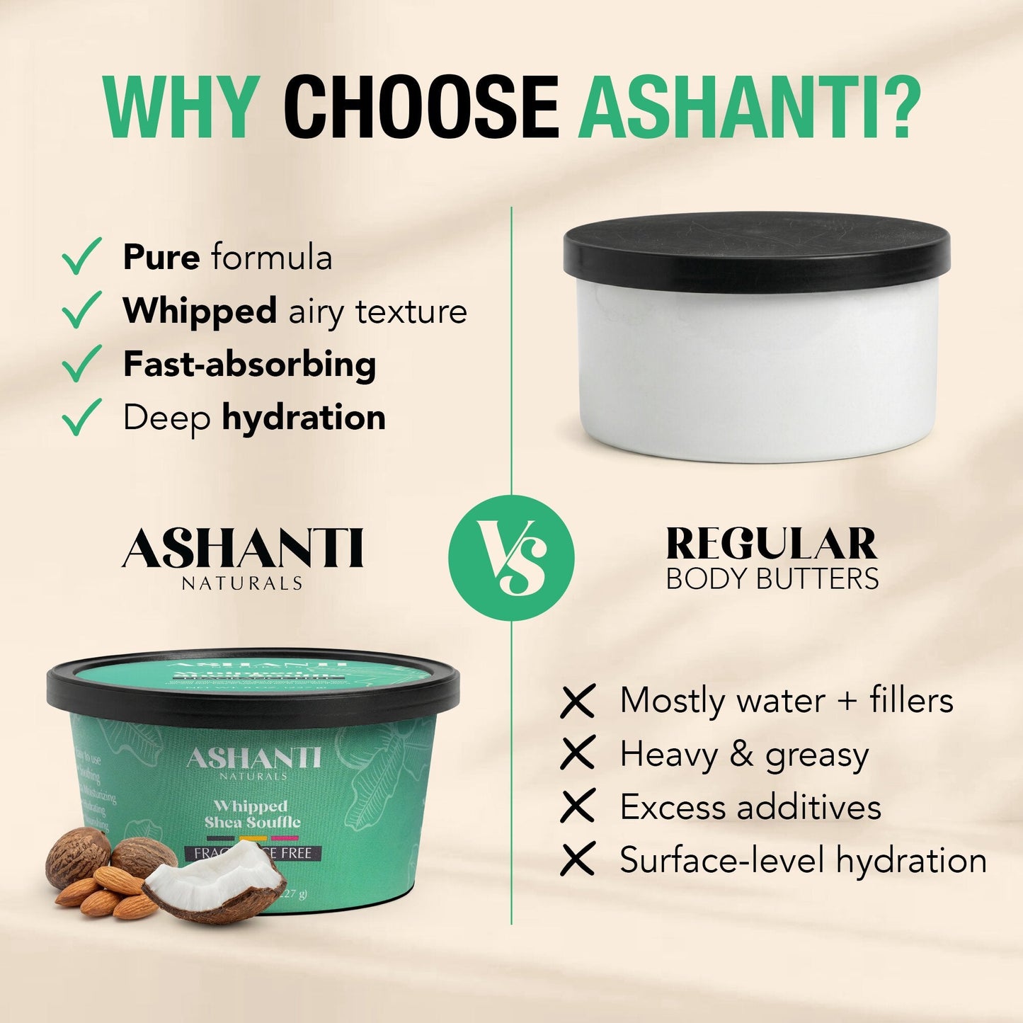 ASHANTI NATURALS Shea Souffle - Hidratante Sin Fragancia