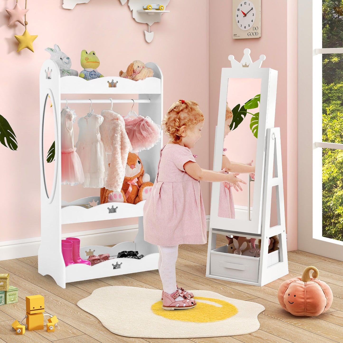 Armario de Joyería Infantil de Pie de Longitud Completa - Blanco