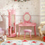Armoire à bijoux pour enfants en miroir debout rose