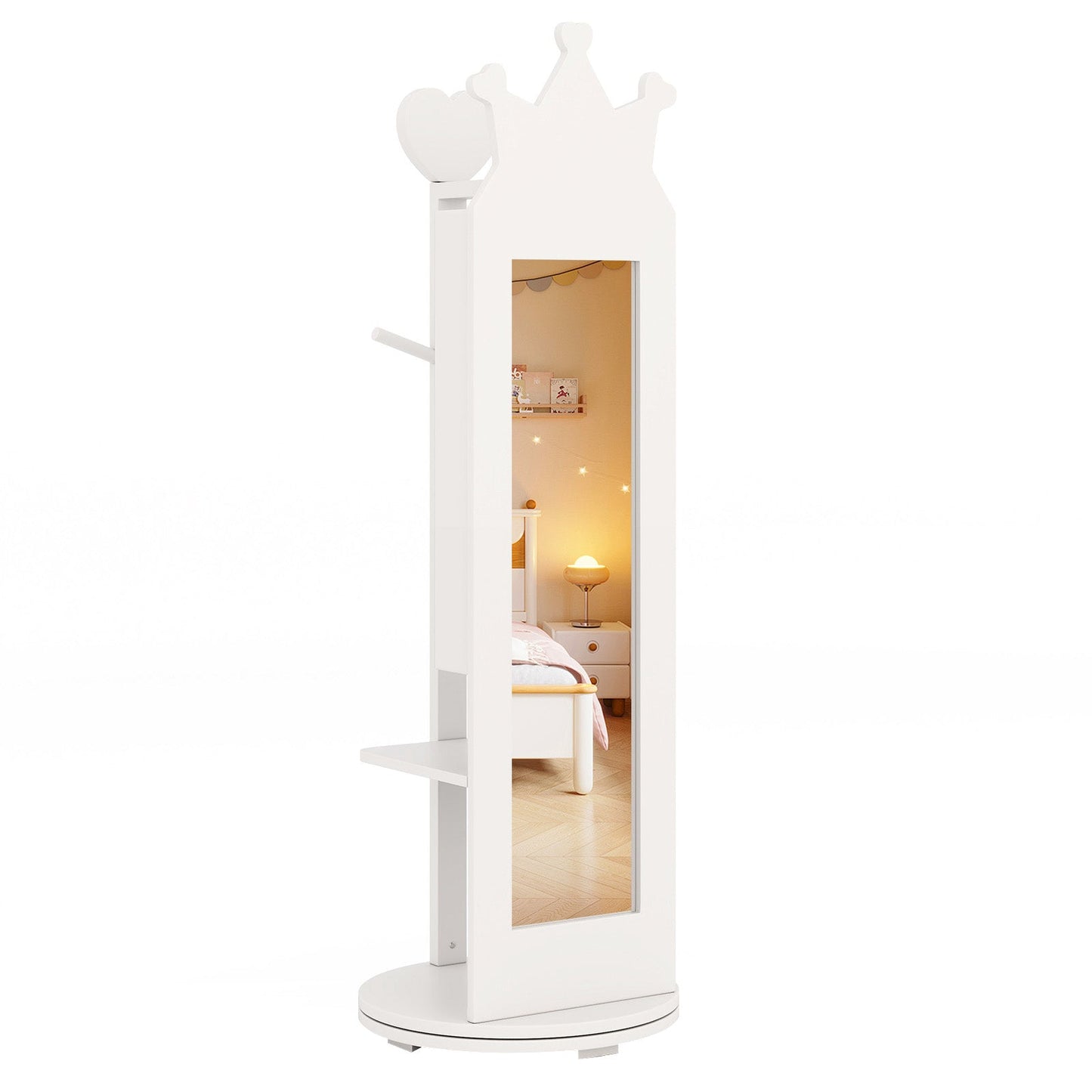 Armoire de Joyería para Niños con Espejo de Cuerpo Entero - Blanco