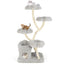 Freestanding Cat Tower with Flower Platforms and Scratching Posts - Gray