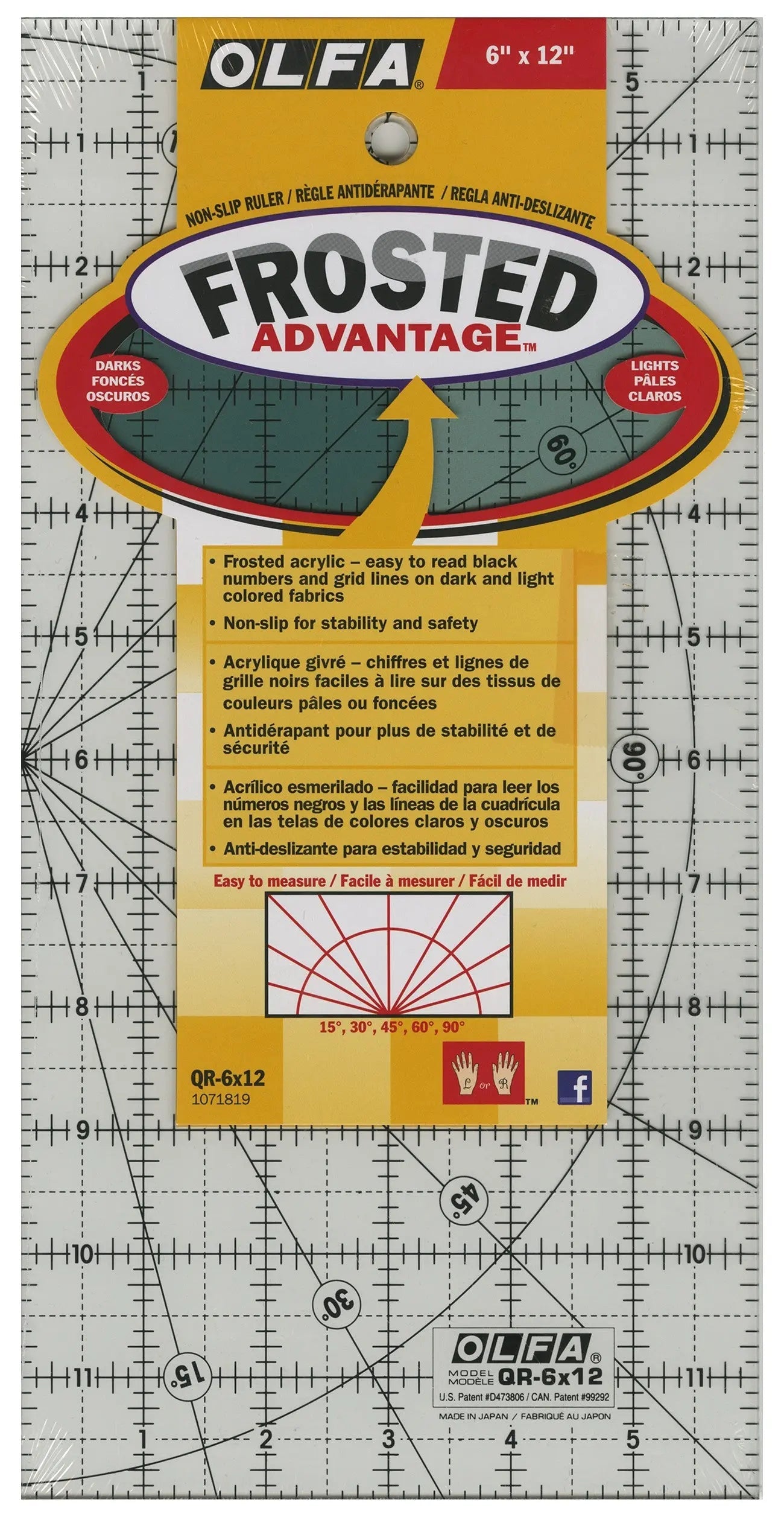Frosted Acrylic Olfa Ruler 6in x 12in - The Traveler