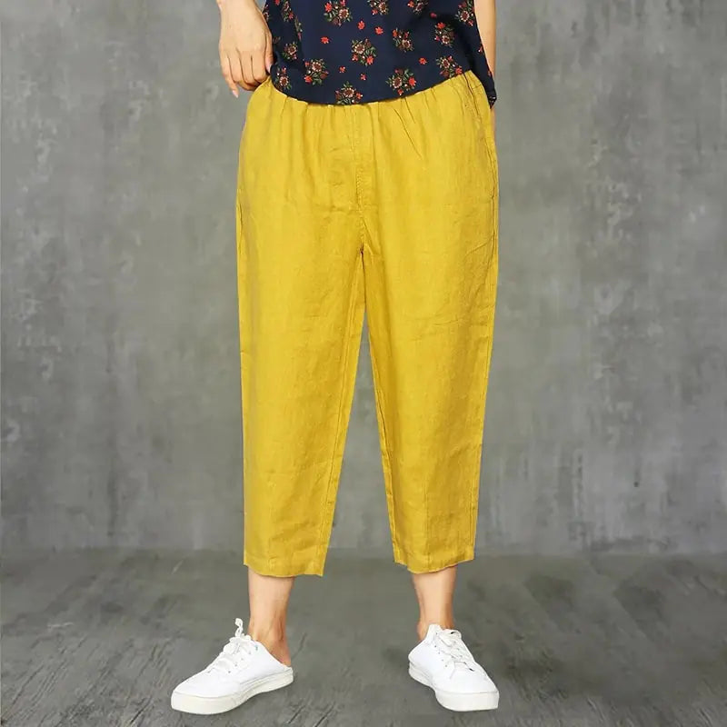 Pantalones de Algodón y Lino Casual Lucyever para Mujeres