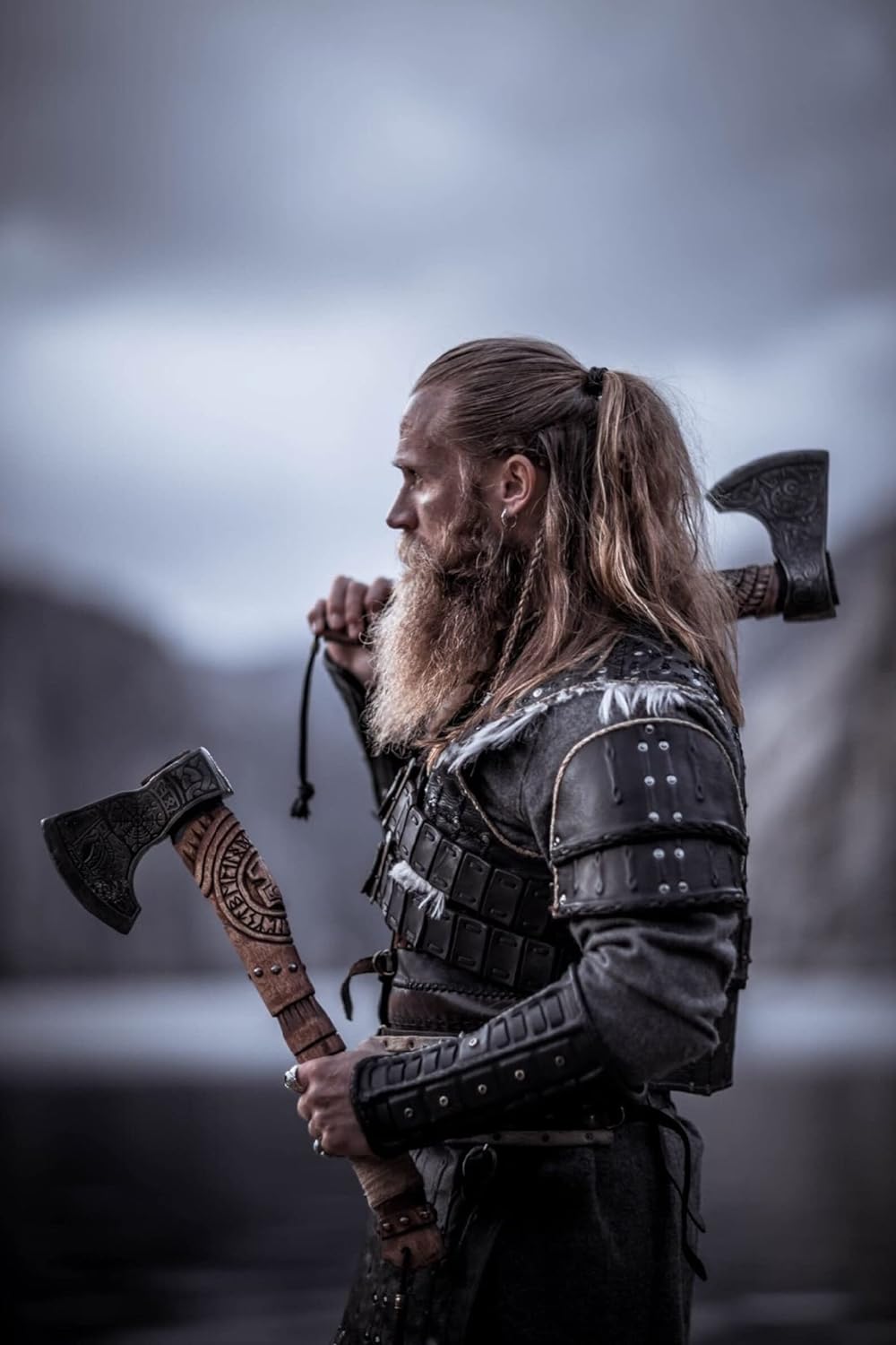 Odin's Edge: Custom Forged Norse Axe with 1095 Steel Blade & Handcrafted Ash Handle - Korvel