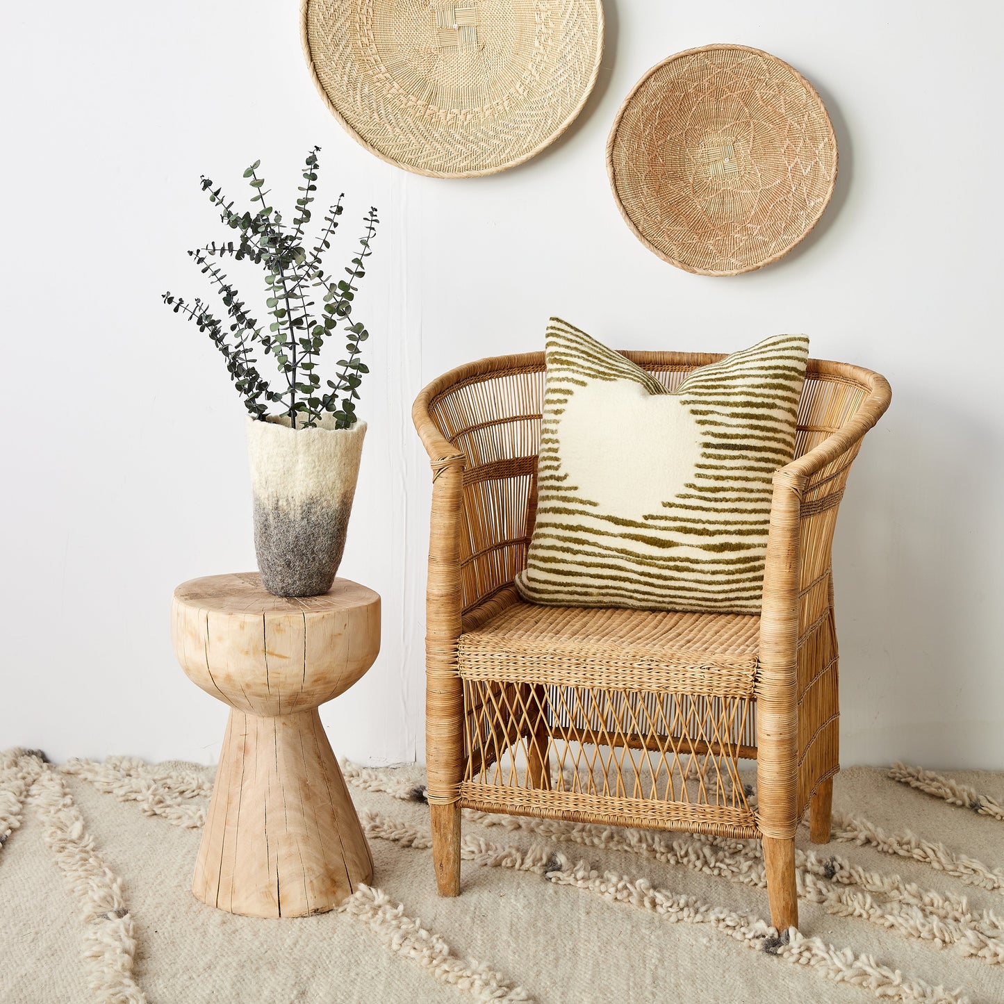 Panier mural tissé naturel Binga Blonde