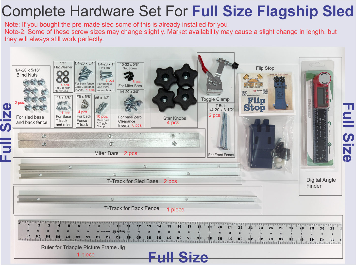 Complete Hardware Package for Table Saw Sled