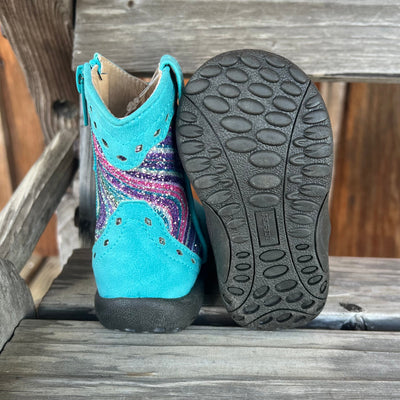 Glittery Blue Rainbow Infant Boots by Roper - Korvel