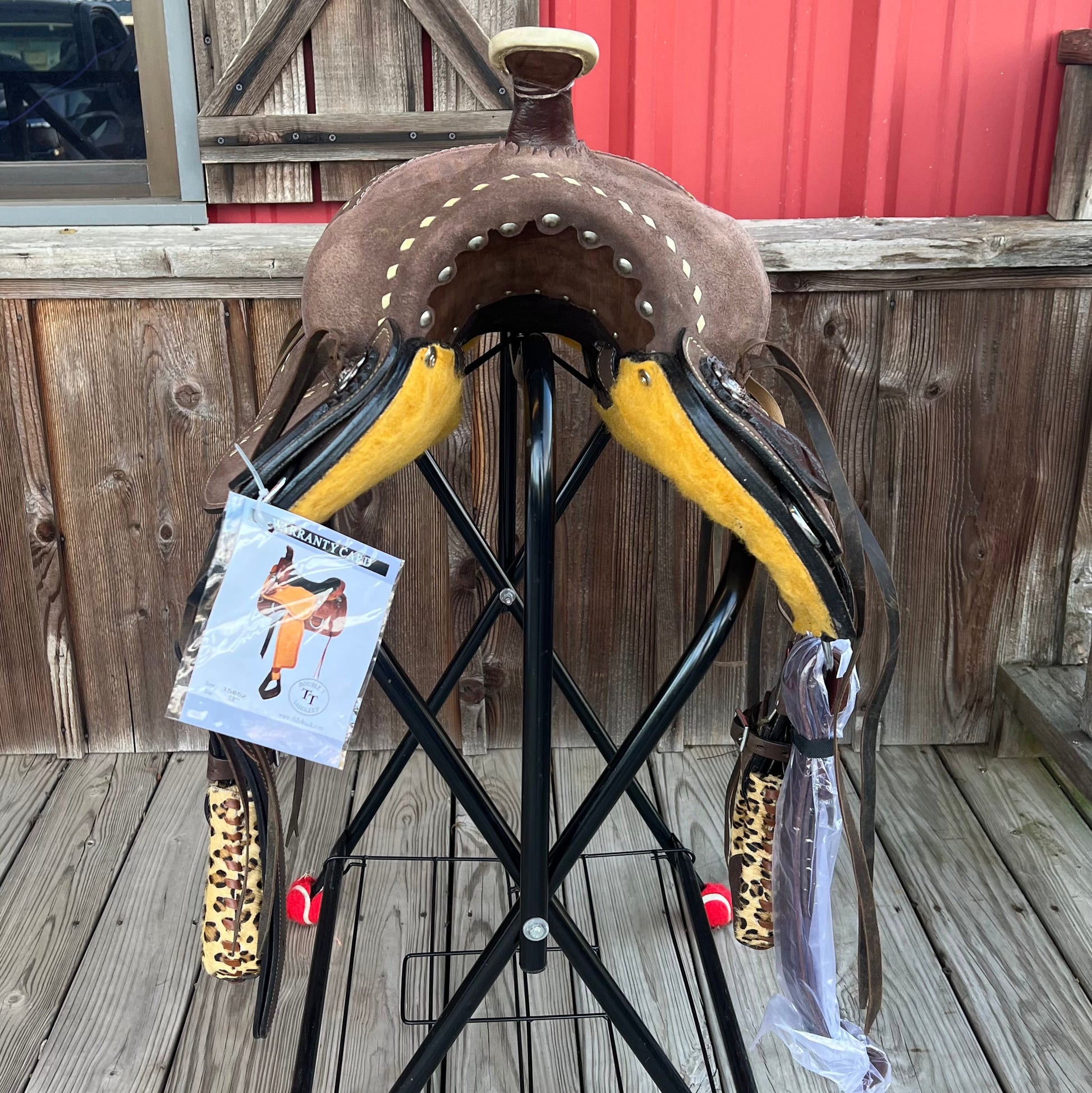 12" Cheetah Print Youth Barrel Saddle by Double T Saddlery - Korvel