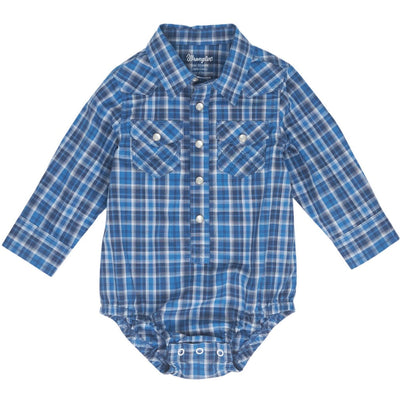 Cozy Blue Plaid Infant Onesie | Wrangler - Korvel