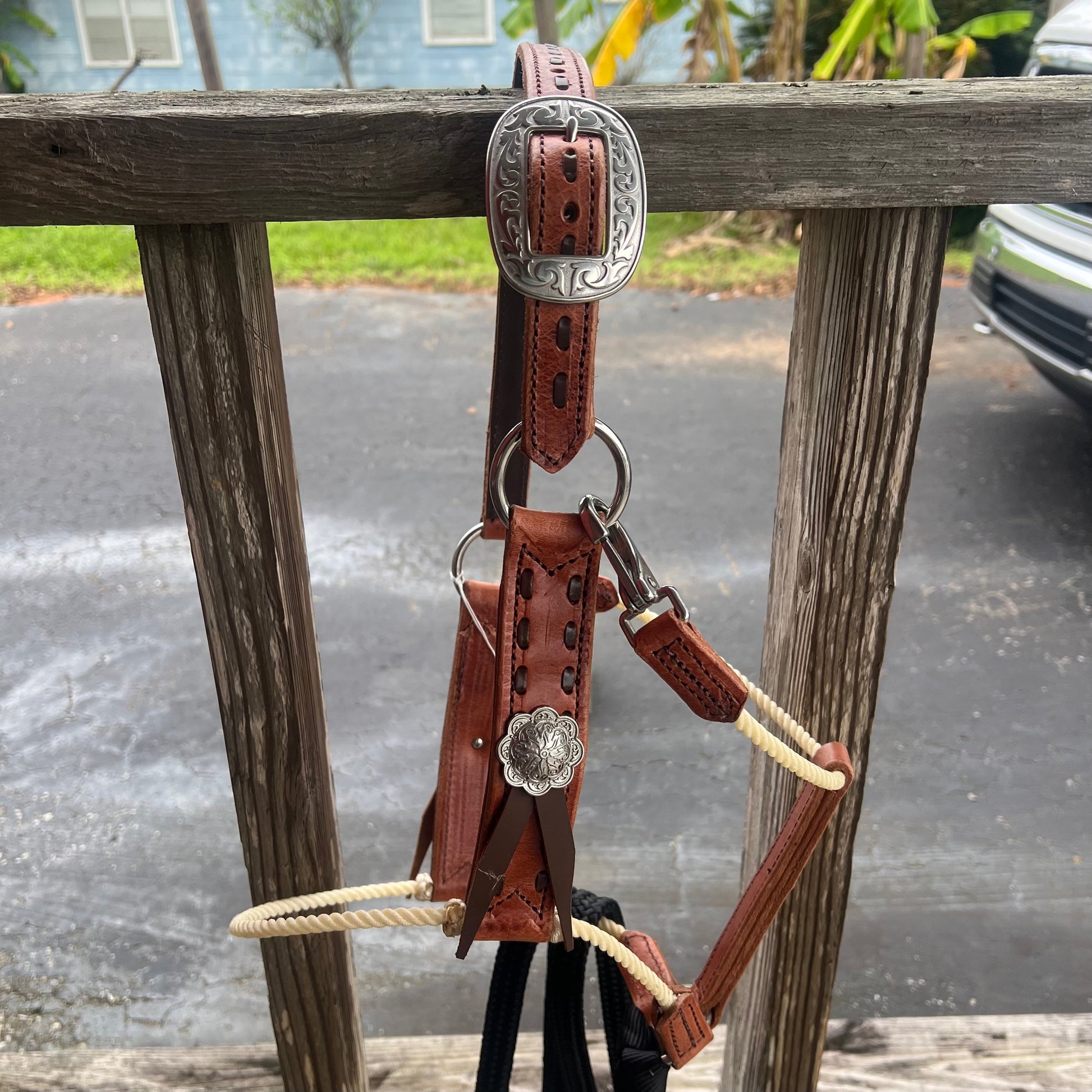 Deluxe Leather Rope Nose Halter with Tassels - Korvel