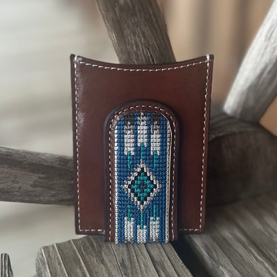 Ariat Blue Southwestern Embroidered Money Clip - Korvel