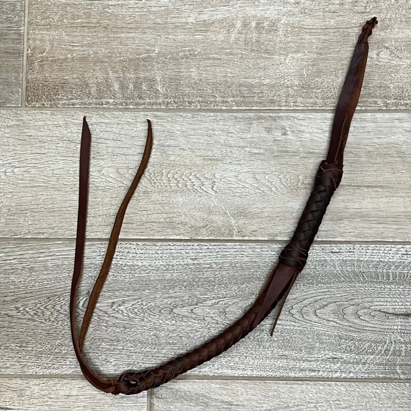 Premium Leather Braided Quirt with Wrist Strap - Korvel