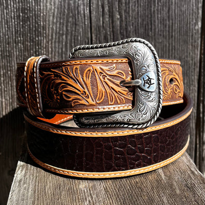 Ariat Men's Crocodile Inlay Leather Belt - Korvel
