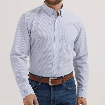 Cody Johnson Blue Striped Button-Down Shirt for Men - Korvel