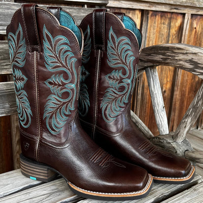Ariat Women's Brown Square Toe Boots with Cheetah Sole - Korvel