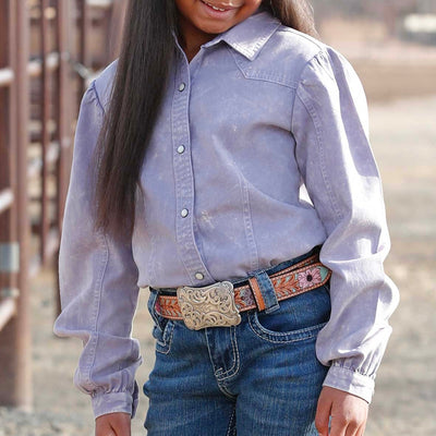 Charming Vintage Lilac Cinch Shirt for Girls - Korvel