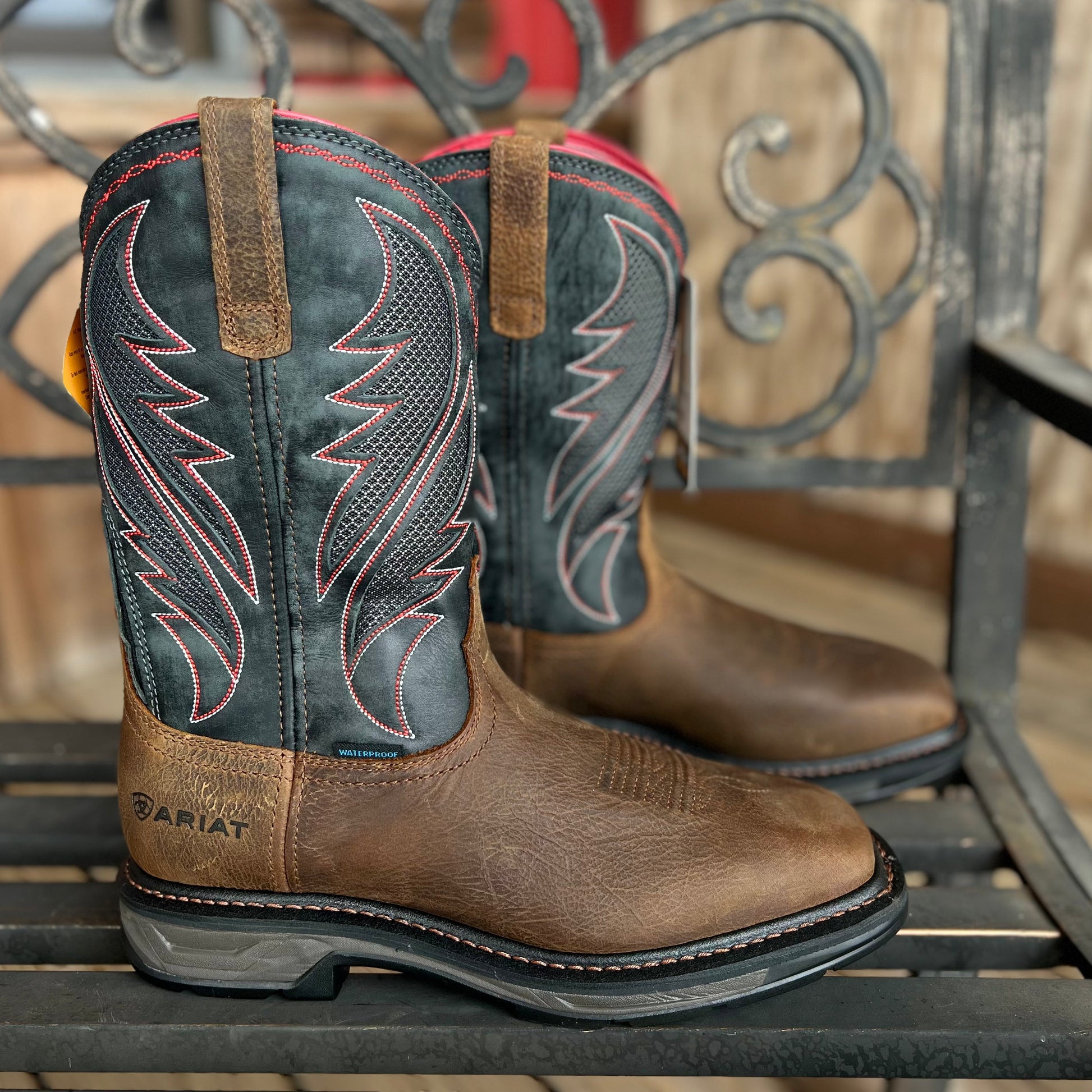 Ariat Men's Workhog VentTEK Waterproof Boots - Rye Brown/Navy - Korvel
