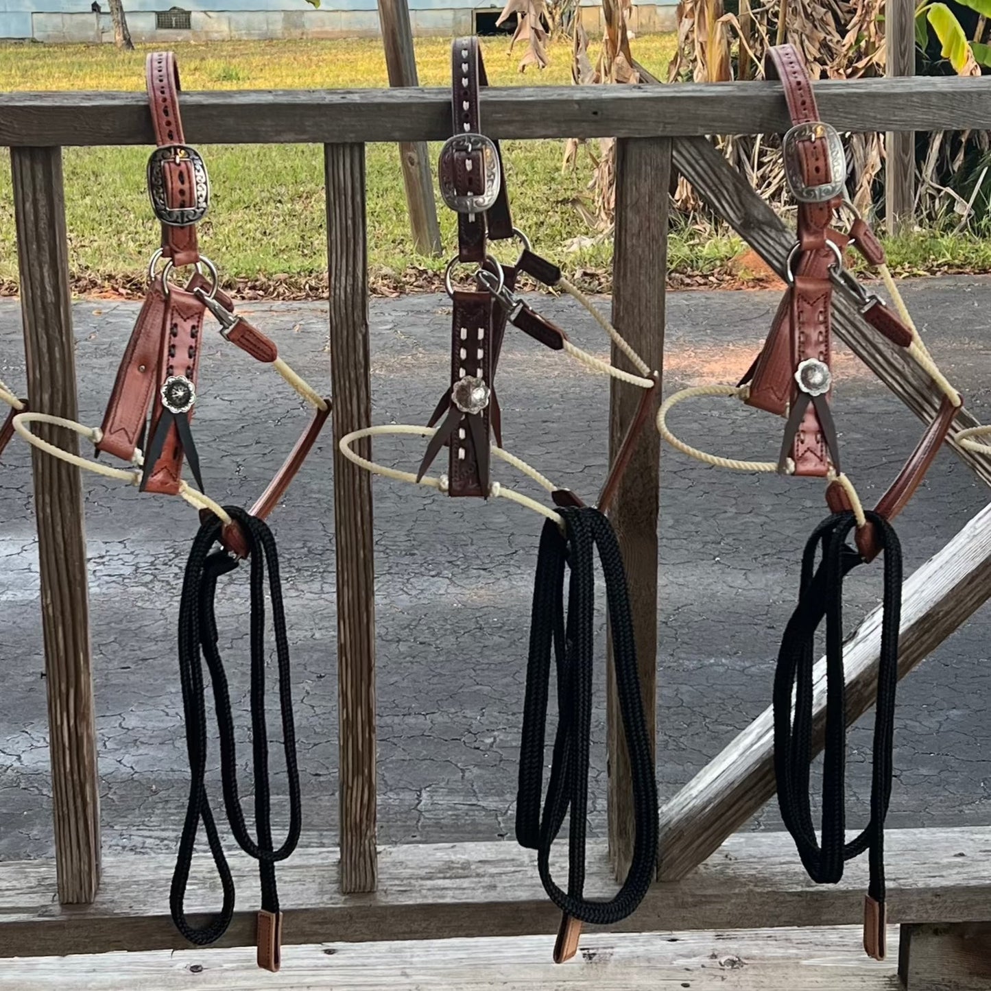 Deluxe Leather Rope Nose Halter with Tassels - Korvel