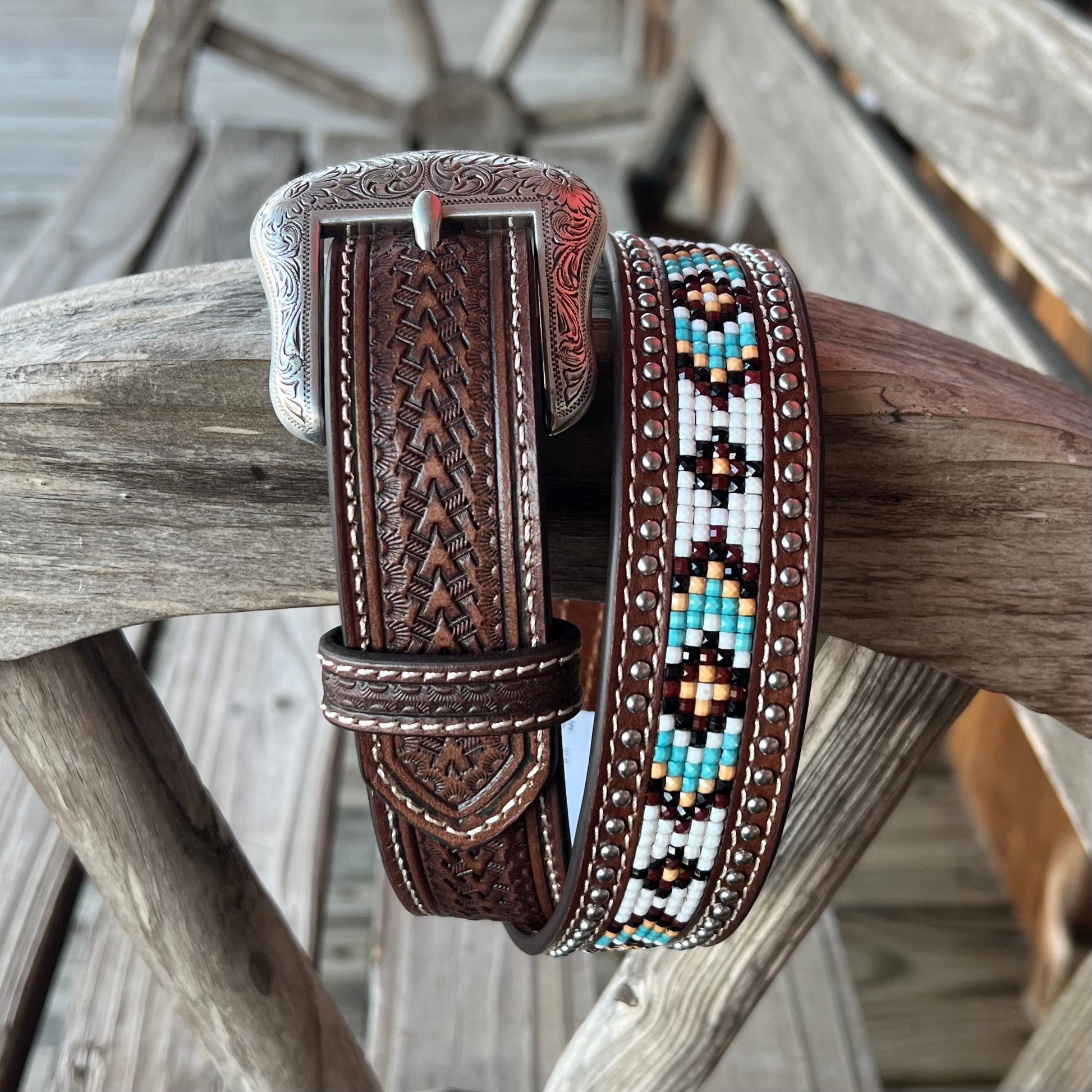 Nocona Kids Arrow Beaded Leather Belt - Korvel