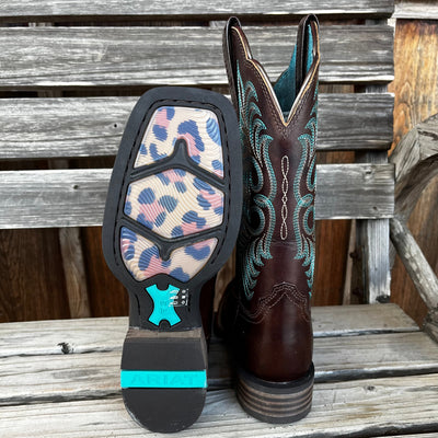 Ariat Women's Brown Square Toe Boots with Cheetah Sole - Korvel
