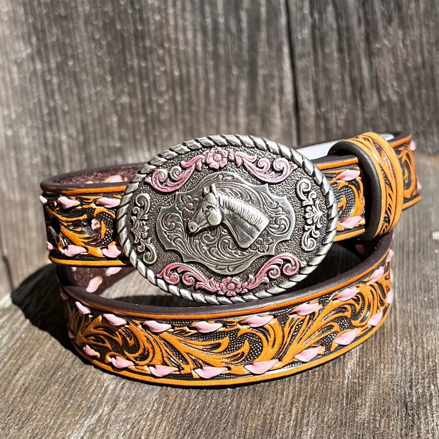 Charming Pink Buckstitch Belt for Infants - Korvel