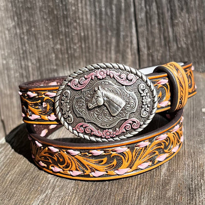 Charming Pink Buckstitch Belt for Infants - Korvel